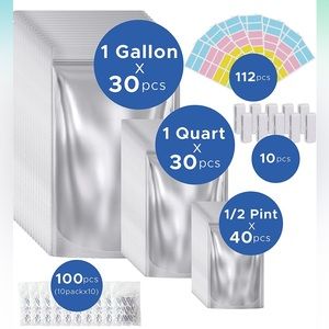 100 Mylar Bags for Food Storage with Oxygen Absorbers 400cc